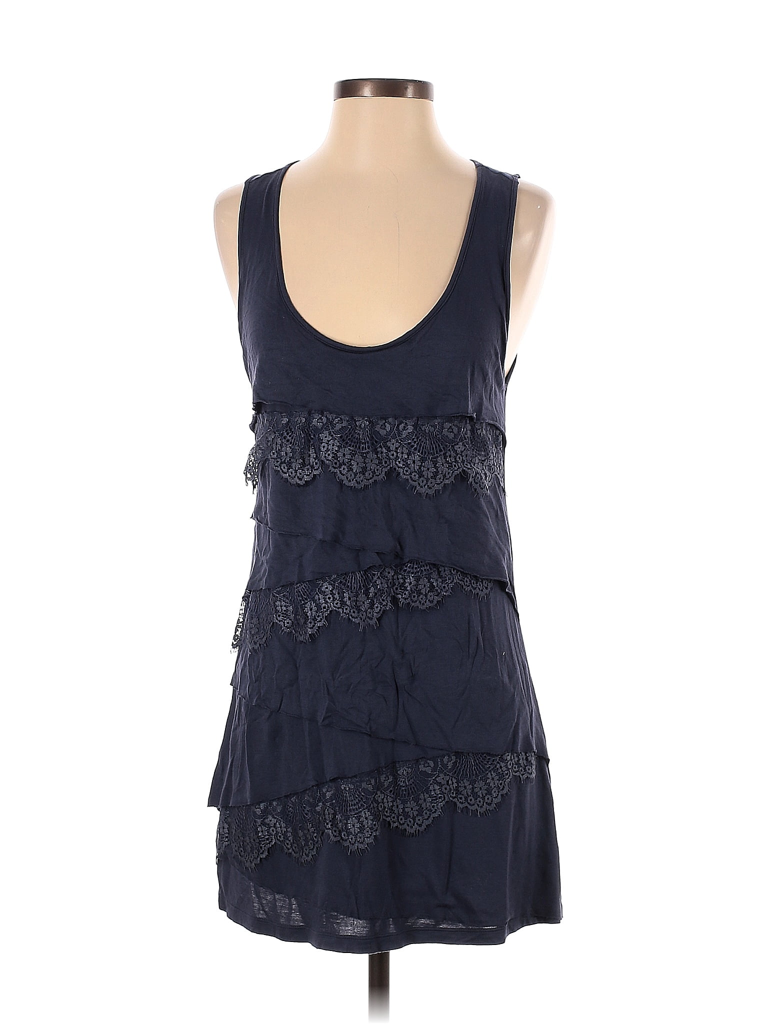 New York & Company 100% Rayon Solid Navy Blue Casual Dress Size S - 70% ...
