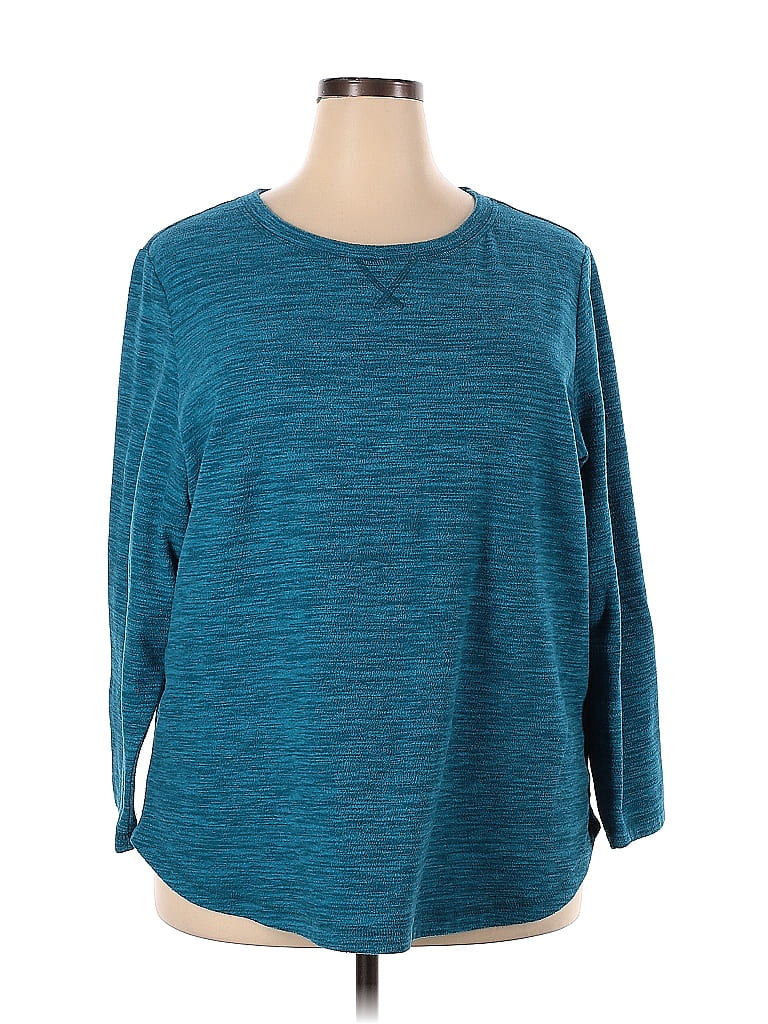 Karen Scott Sport 100% Polyester Teal Pullover Sweater Size 2X (Plus ...