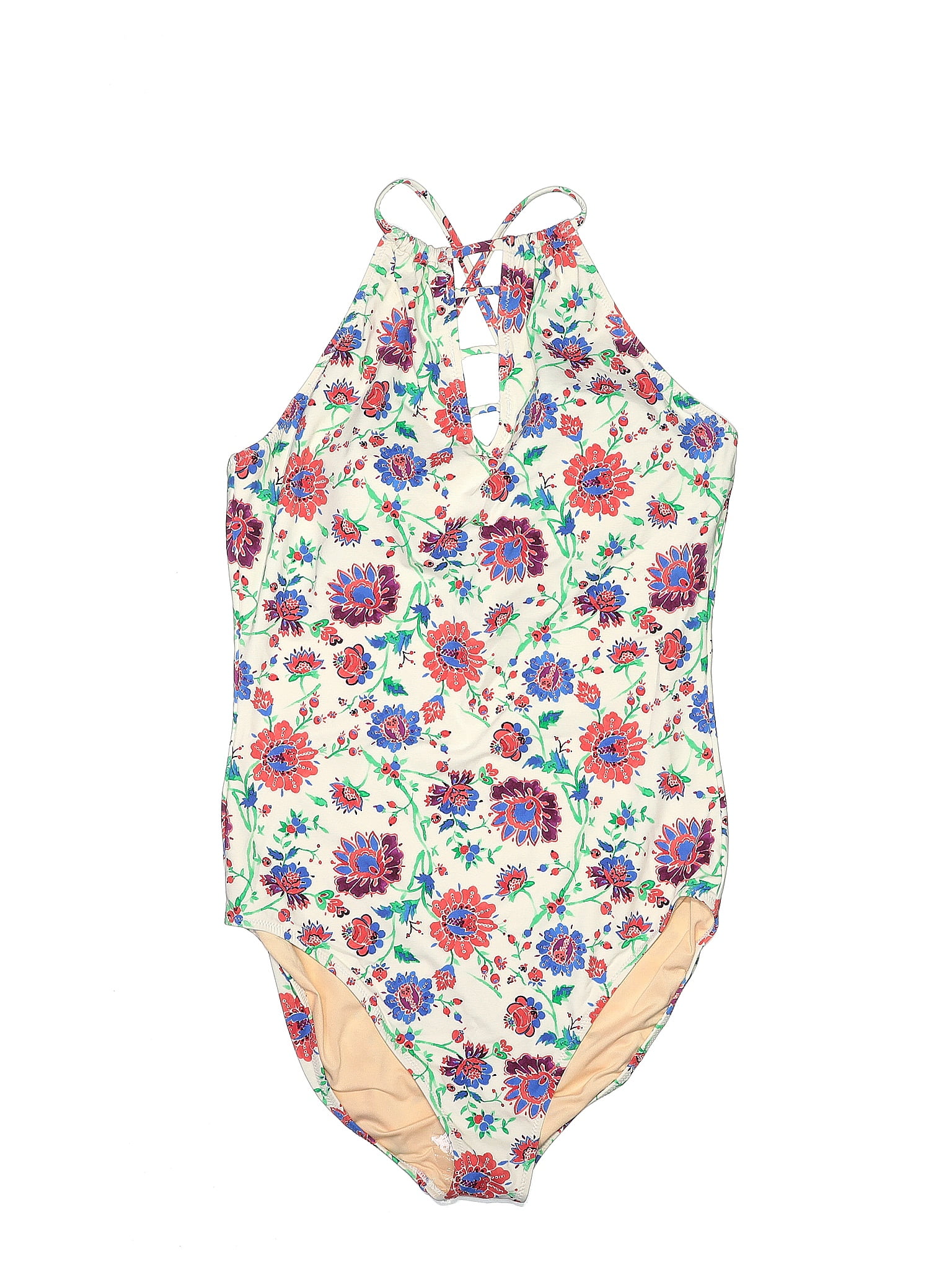 Garnet Hill Floral Multi Color Ivory One Piece Swimsuit Size 16 - 73% ...