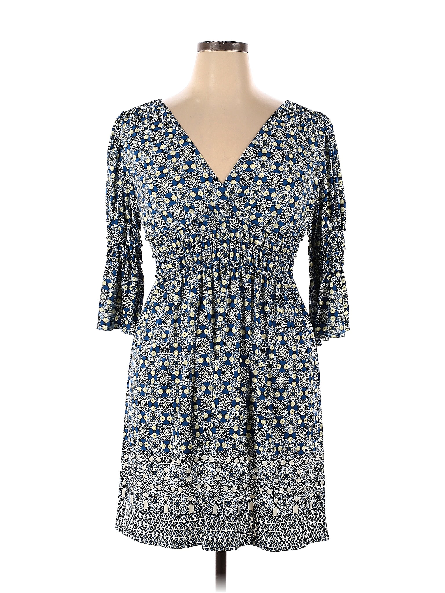 Max Edition Multi Color Blue Casual Dress Size XL (Petite) - 38% off ...