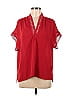 Max Studio 100% Polyester Red Short Sleeve Blouse Size M - photo 1