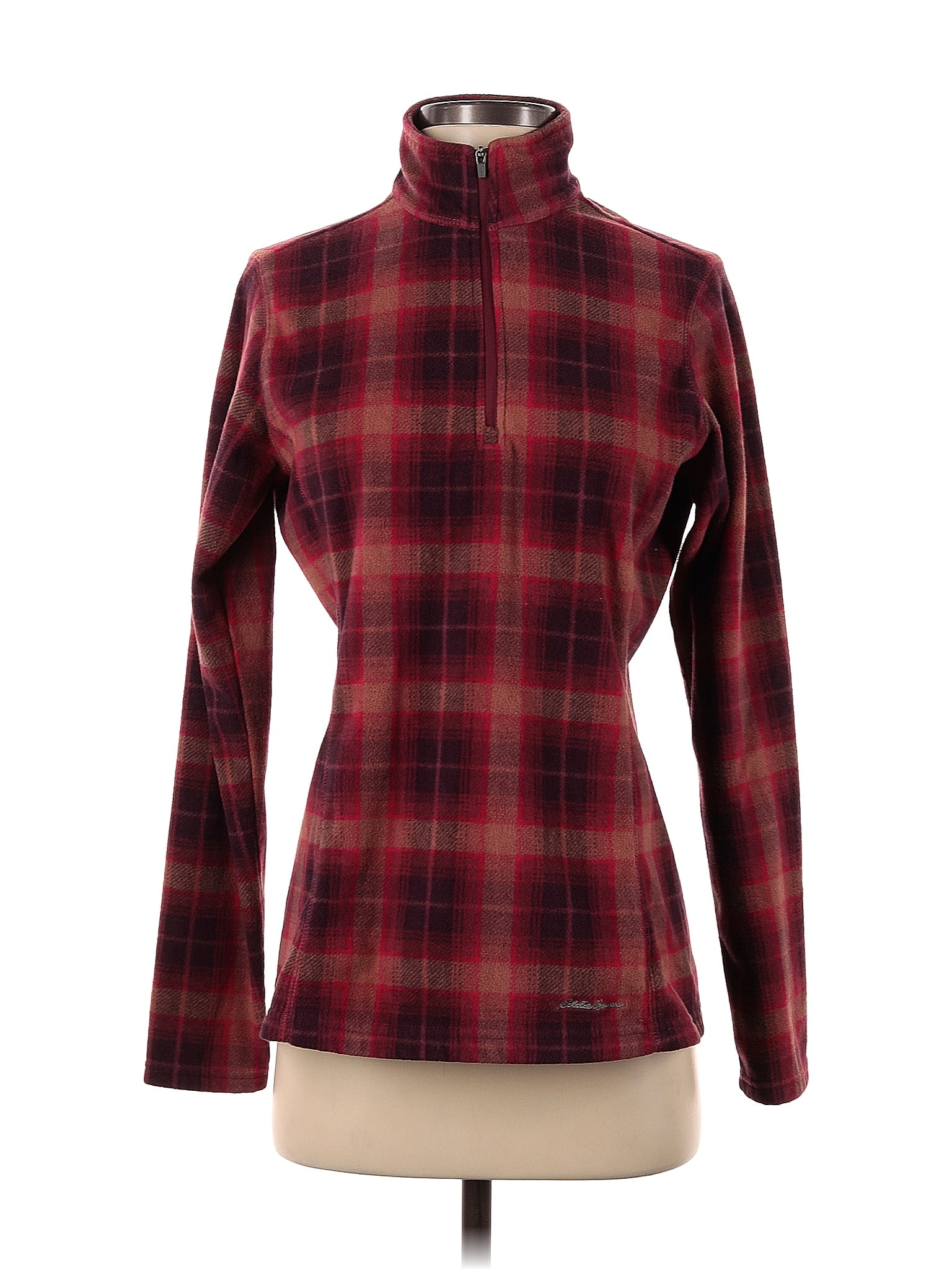 Eddie Bauer 100 Polyester Plaid Red Track Jacket Size S 67 off