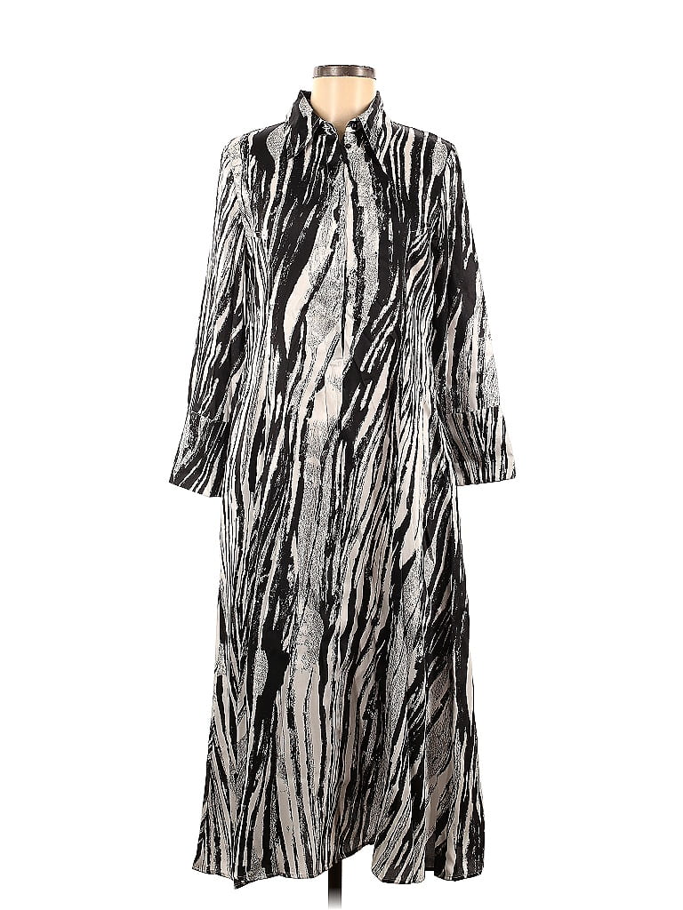 BOSS by HUGO BOSS 100% Polyester Zebra Print Silver Casual Dress Size 6 - photo 1