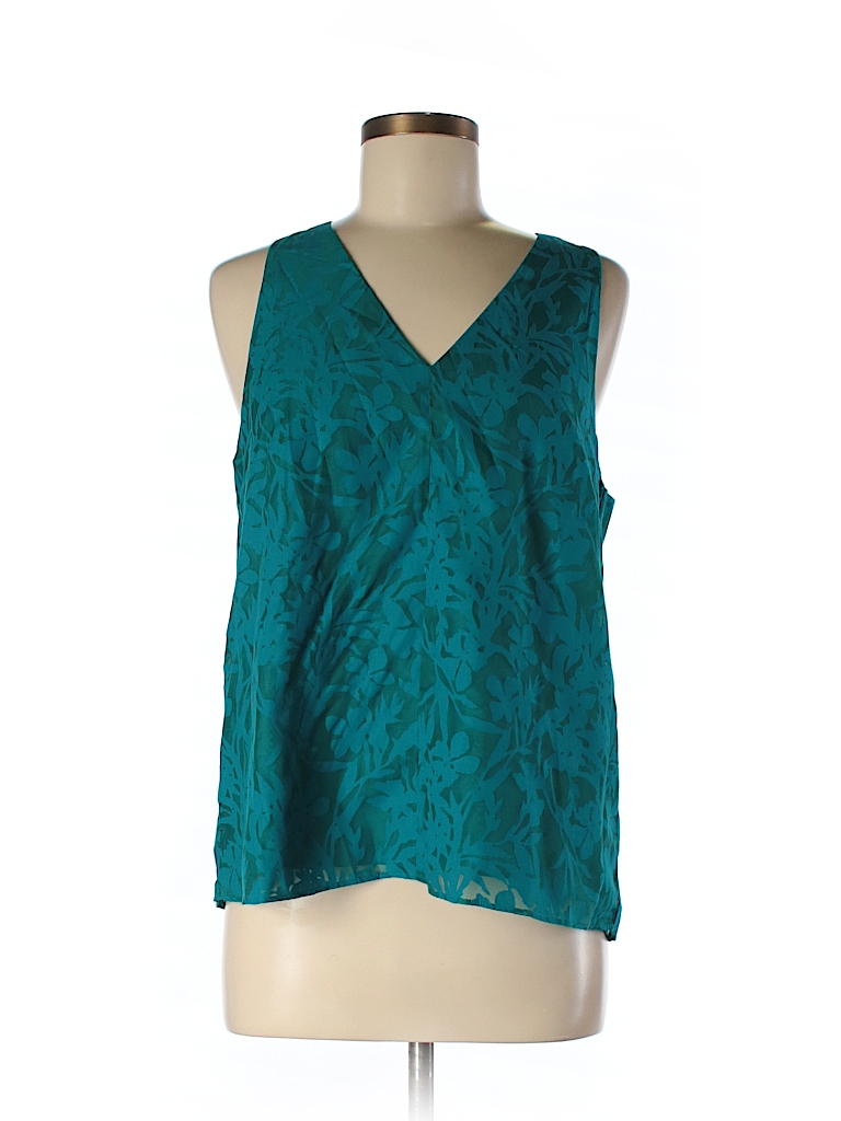 Banana Republic Factory Store 100 Cotton Print Teal Sleeveless Blouse Size M 60 Off Thredup 8377