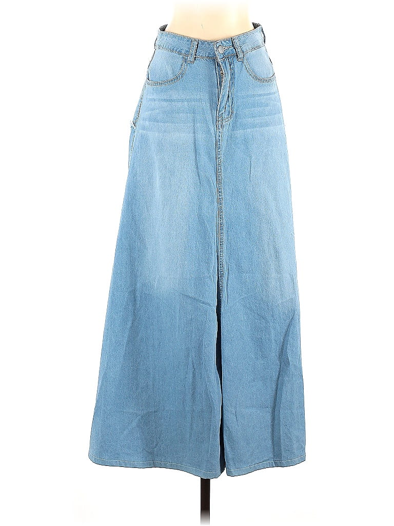 Emery Rose Solid Blue Denim Skirt Size XS - 63% off | thredUP