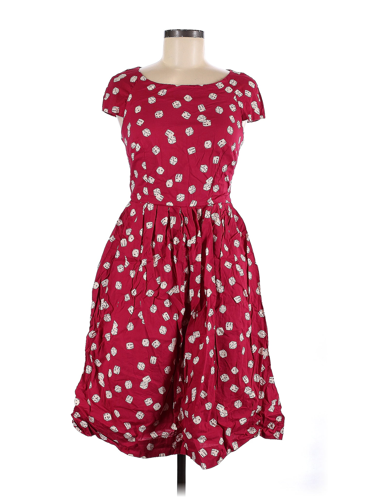 Emily and Fin 100 Cotton Polka Dots Maroon Red Casual Dress Size M