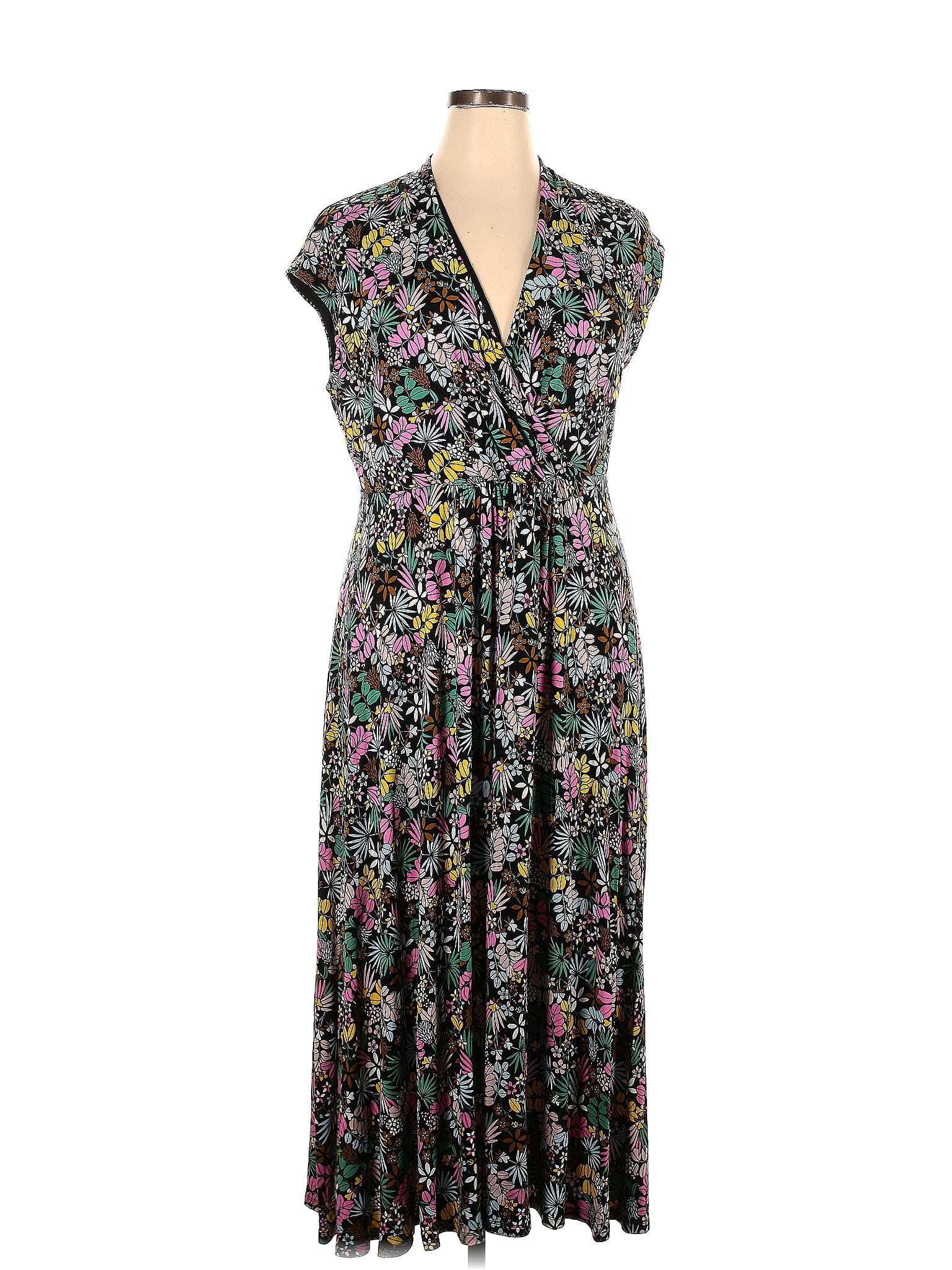Boden 100% Polyester Floral Multi Color Black Casual Dress Size 14 - 56 ...