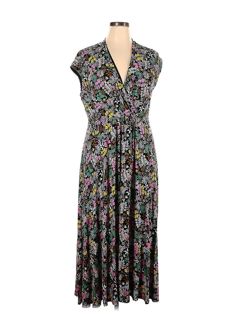 Boden 100% Polyester Floral Multi Color Black Casual Dress Size 14 - 56 ...