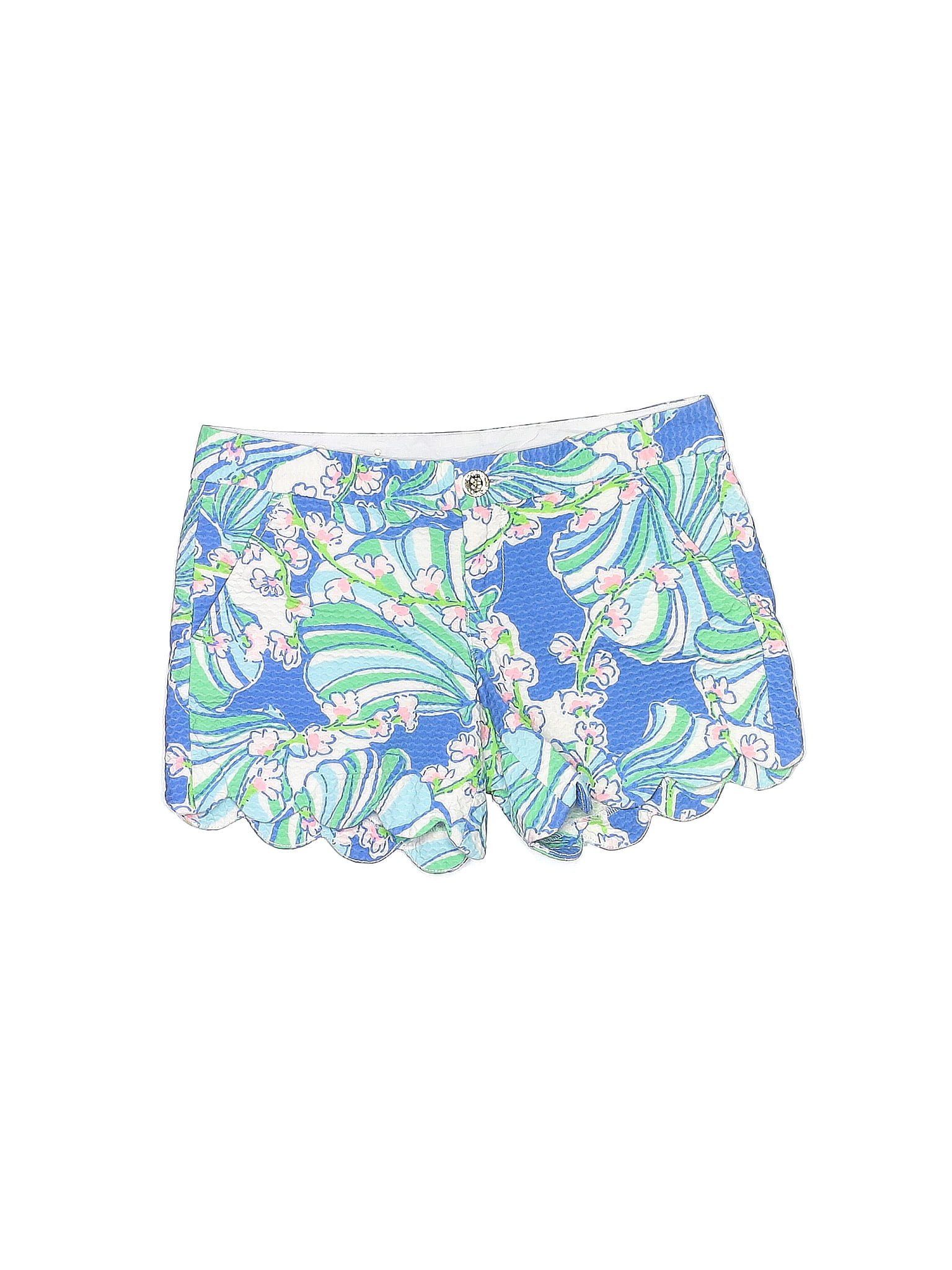 Lilly Pulitzer 100 Cotton Floral Multi Color Blue Dressy Shorts Size 0