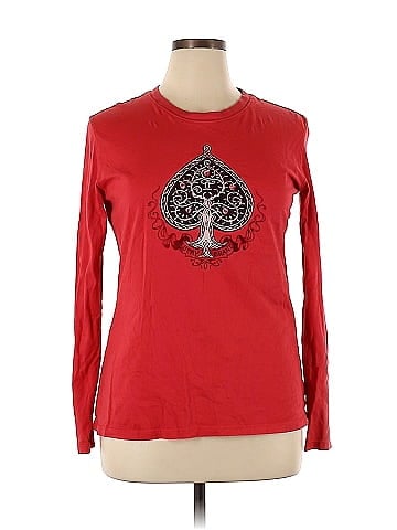 Lucky Brand 100% Cotton Red Long Sleeve T-Shirt Size XL - 45% off