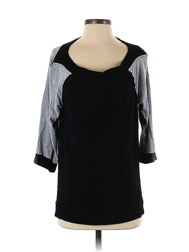 Click to view more detailed imagery on our partner's website Pre-owned Tribal 3/4 Sleeve Top Black Scoop Neck Tops