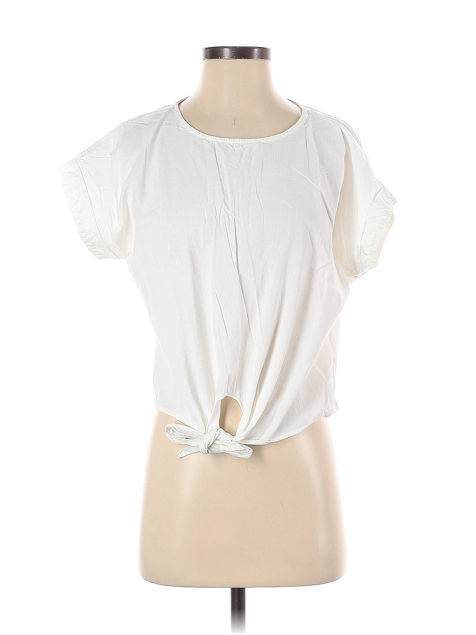 Shein 100 Cotton White Short Sleeve Blouse Size S 58 Off Thredup