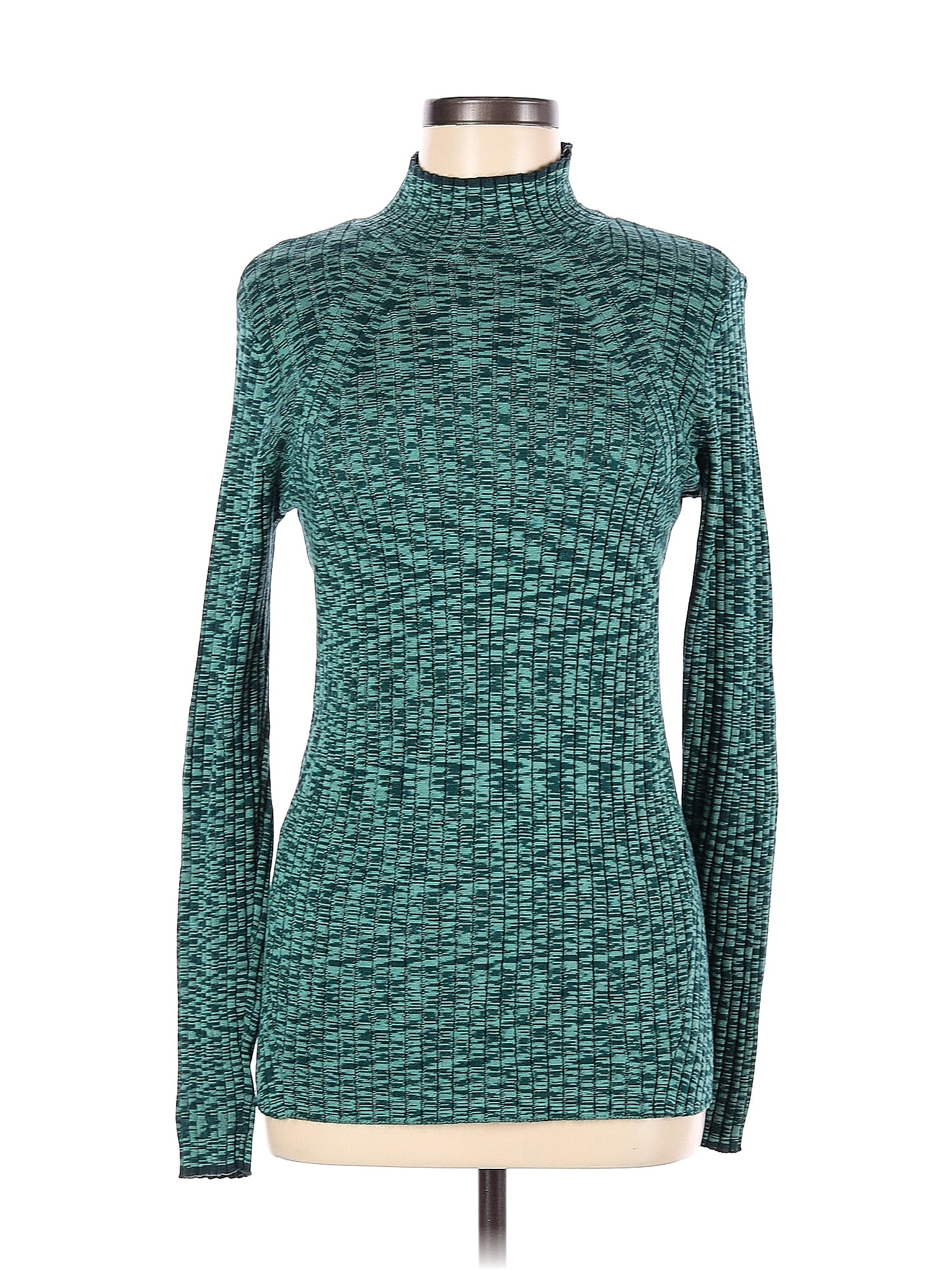Sundance Color Block Teal Turtleneck Sweater Size L - 75% off | thredUP