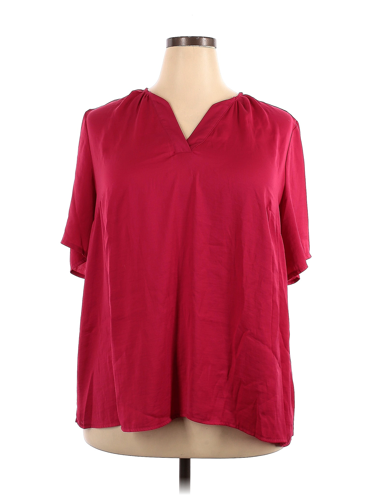 Lane Bryant Outlet 100 Polyester Pink Burgundy Short Sleeve Blouse