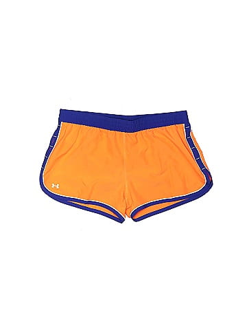 Under Armour Color Block Solid Orange Athletic Shorts Size L - 55