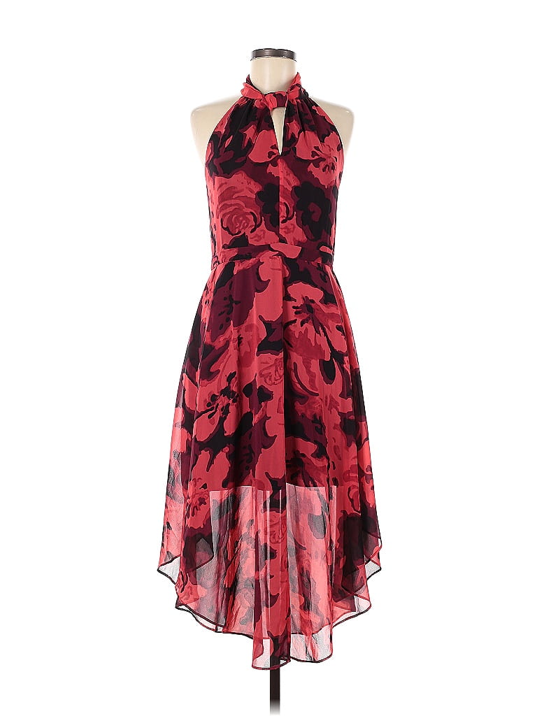 Rachel Rachel Roy 100 Polyester Floral Multi Color Red Casual Dress