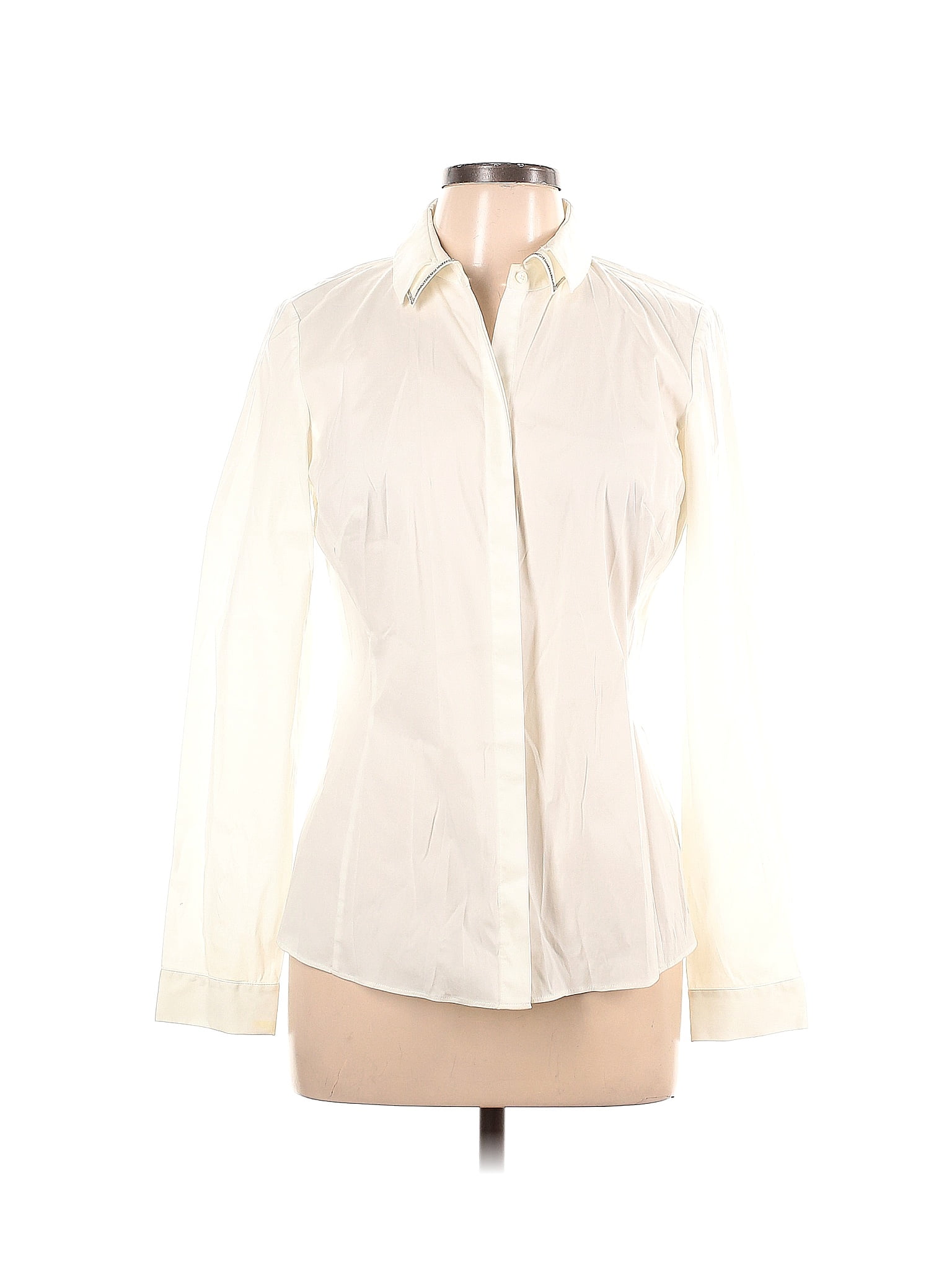 Lafayette 148 New York Solid Ivory Long Sleeve Blouse Size 10 - 83% off ...