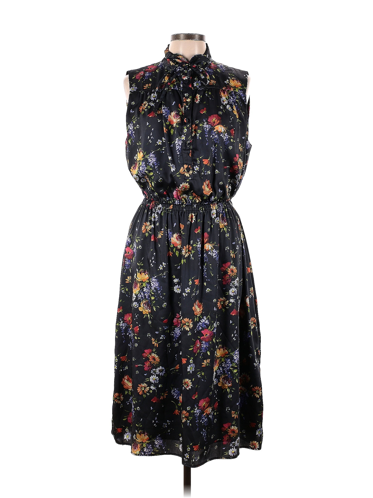 Adam Lippes Collective 100 Polyester Floral Black Floral Shirt Dress