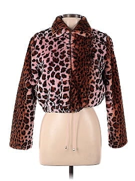 Kendall & Kylie Faux Fur Pink Leopard Jacket (view 1)