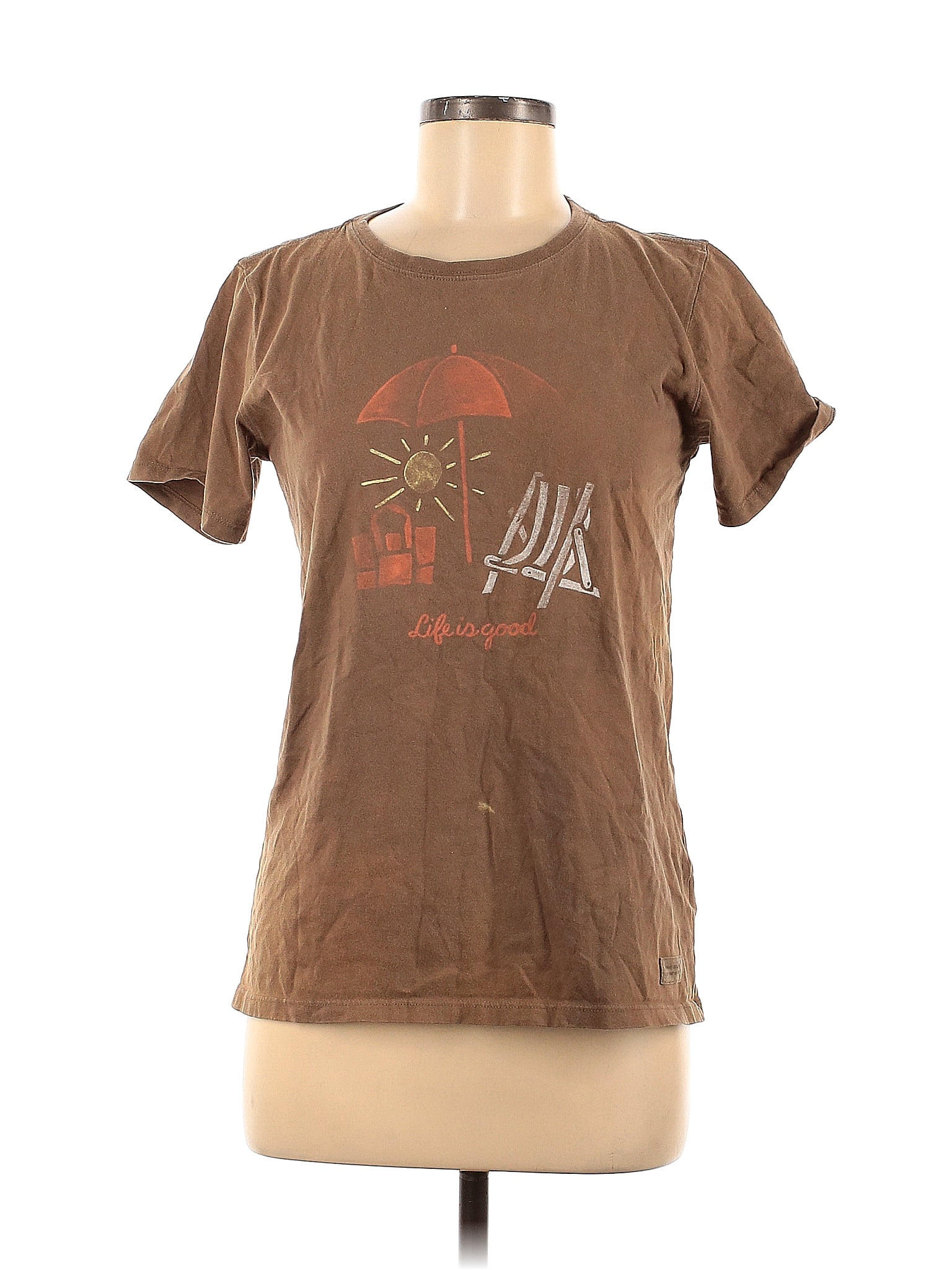 Life Is Good 100 Cotton Graphic Brown Short Sleeve TShirt Size M 43