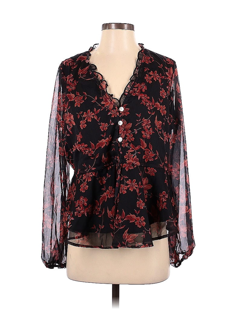 Cupshe 100% Polyester Floral Black Long Sleeve Blouse Size M - 50% off ...