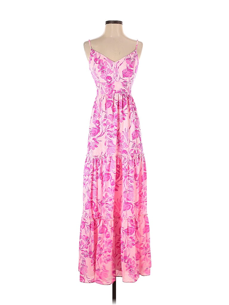 Lilly Pulitzer 100 Polyester Floral Multi Color Pink Cocktail Dress