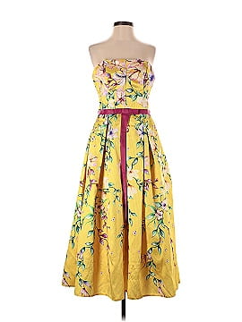 MARCHESA notte Strapless Yellow Floral Tea Dress (view 1)