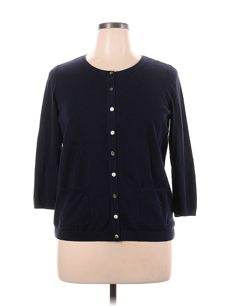 Talbots Color Block Polka Dots Navy Blue Cardigan Size 1X (Plus) - 70% ...