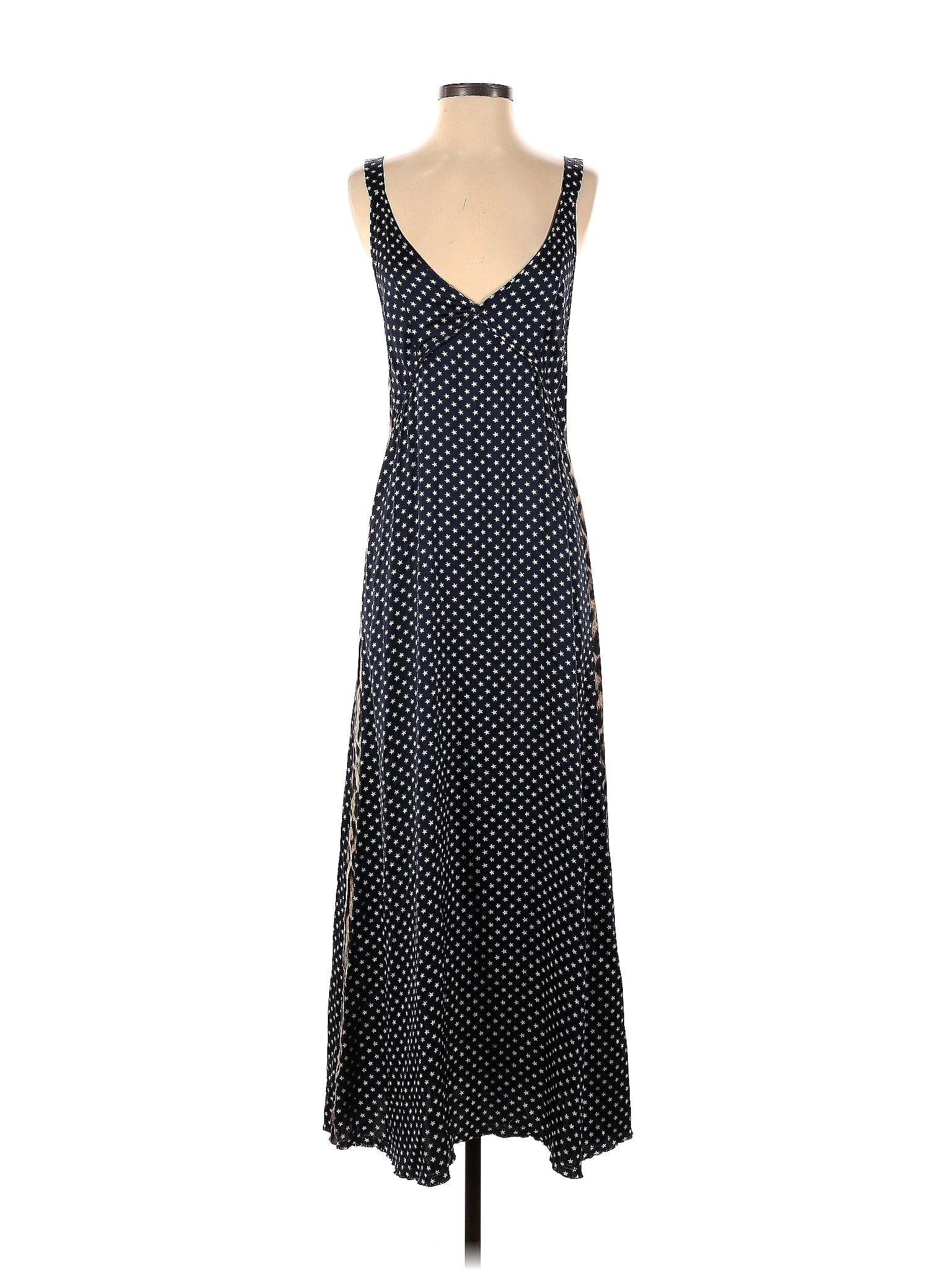 R13 100 Silk Polka Dots Multi Color Blue Navy Star Print Slip