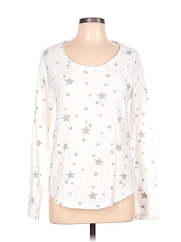 Lucky Brand Stars White Silver Long Sleeve Top Size L - 70% off