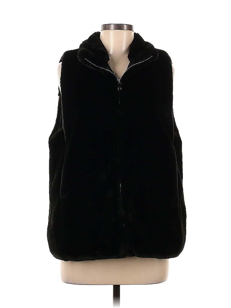 Echo 100% Polyester Black Faux Fur Vest Size M - photo 1