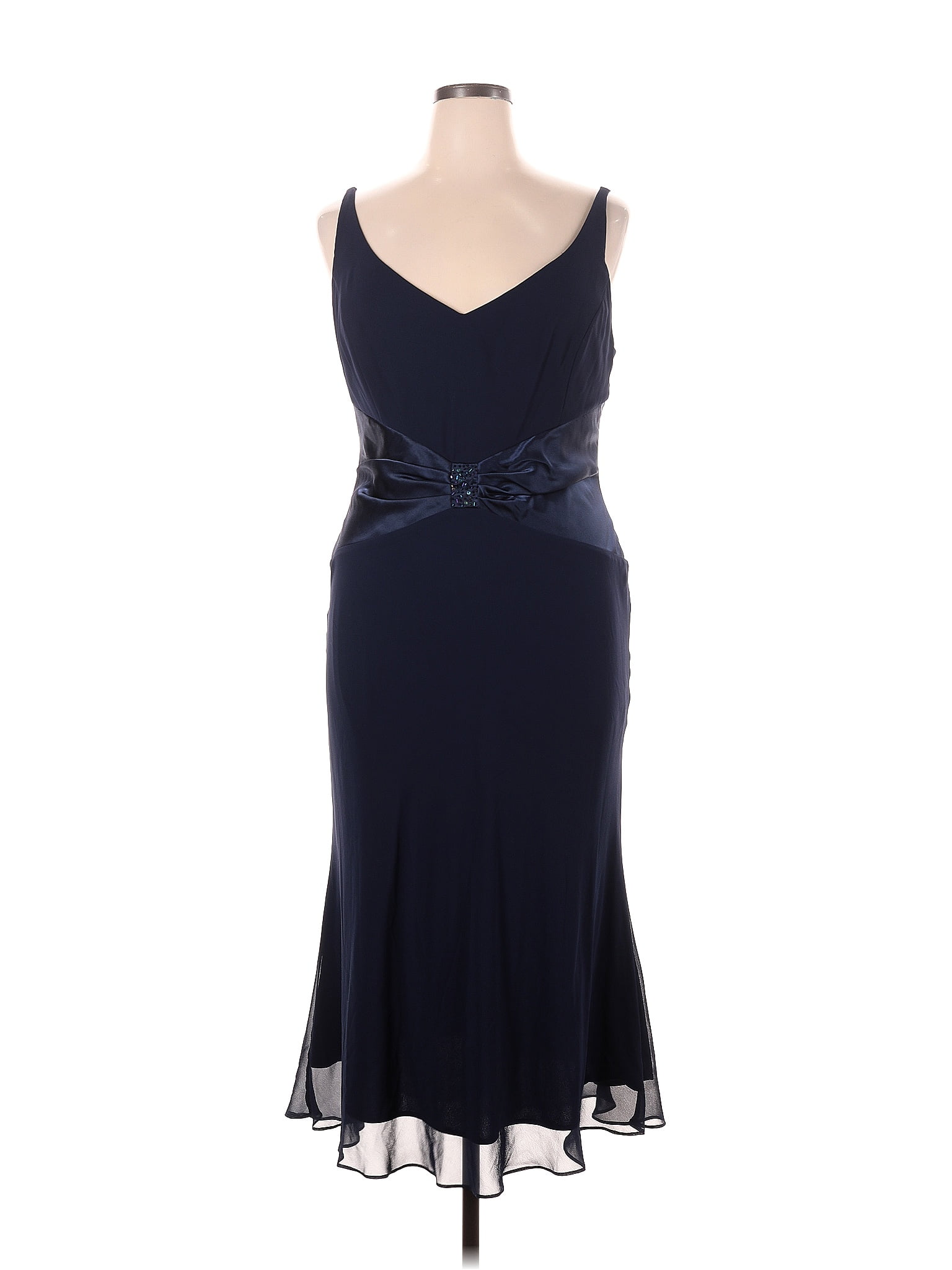 Jessica Howard 100 Polyester Solid Navy Blue Cocktail Dress Size 16