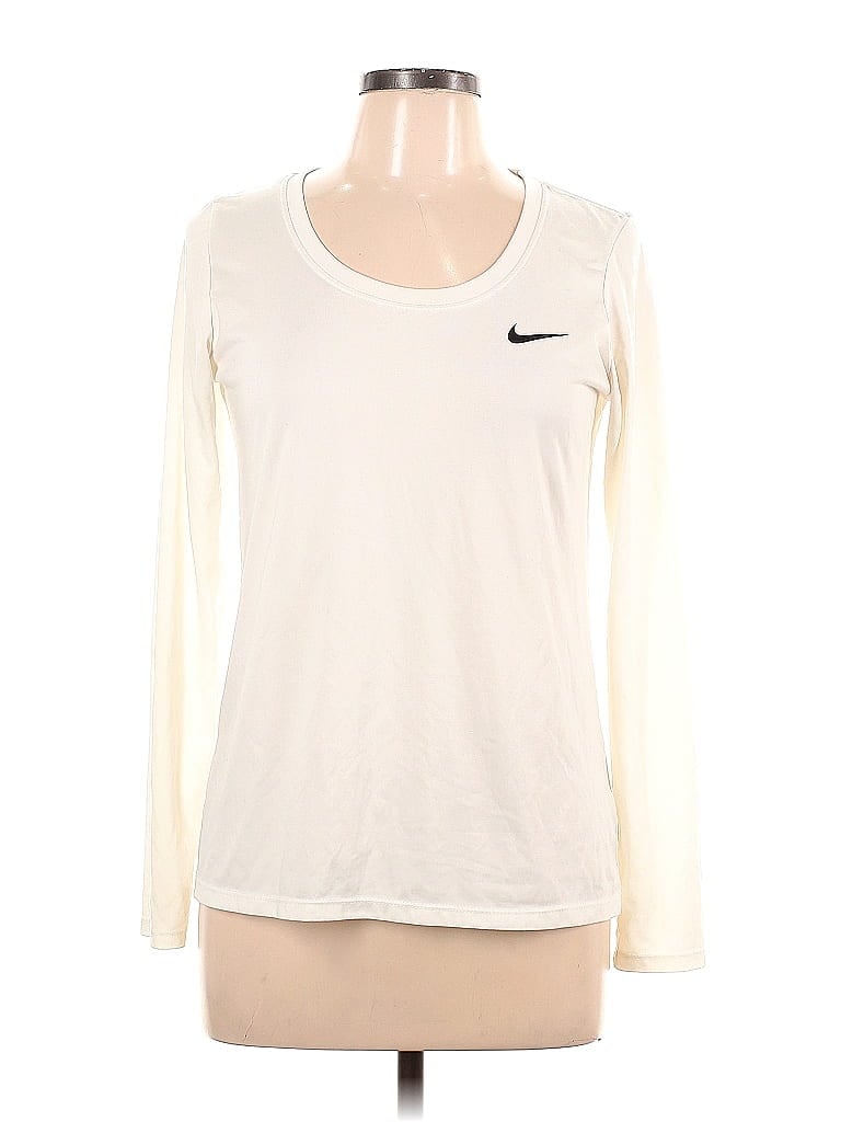 Nike 100% Polyester Ivory Active T-Shirt Size L - photo 1