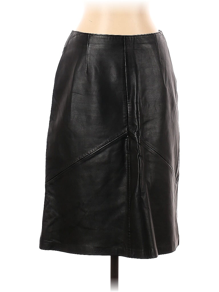 Vakko Sport 100% Leather Solid Black Leather Skirt Size 4 - 76% off ...