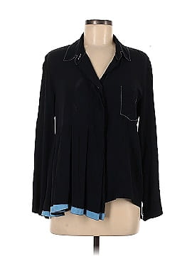 MARNI Navy Pleated Collared Shirt (view 1)