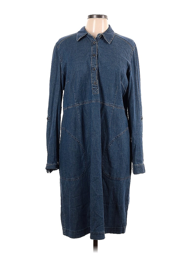 Coldwater Creek Solid Blue Casual Dress Size L - 71% off | thredUP