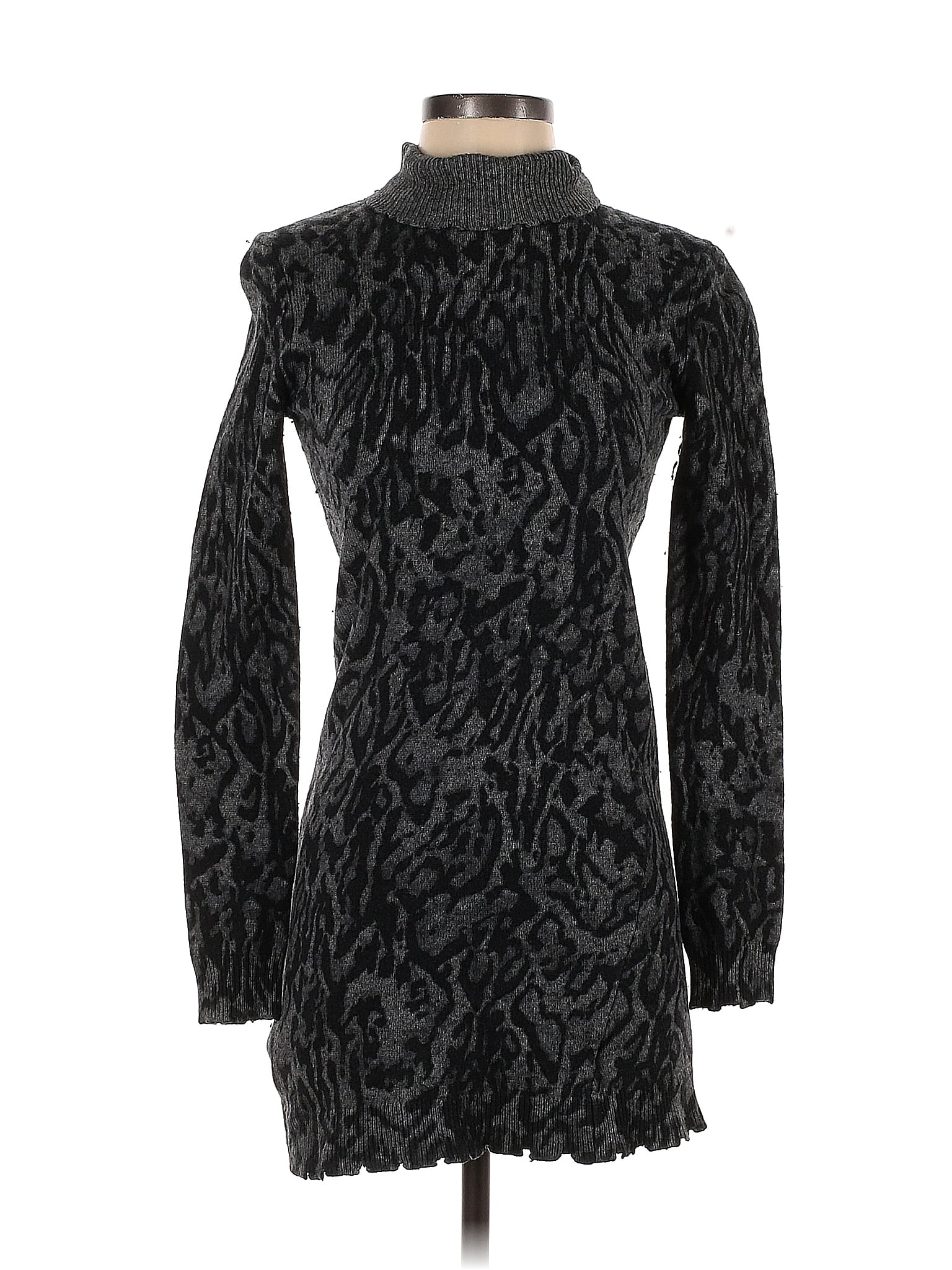 Pam & Gela Gray Ocelot Mock Neck Dress Size S - 80% off