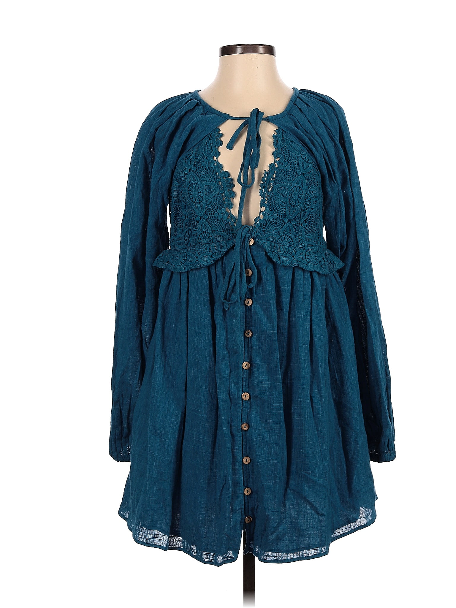 Free People 100% Viscose Solid Teal Cocktail Dress Size S - 70% off ...