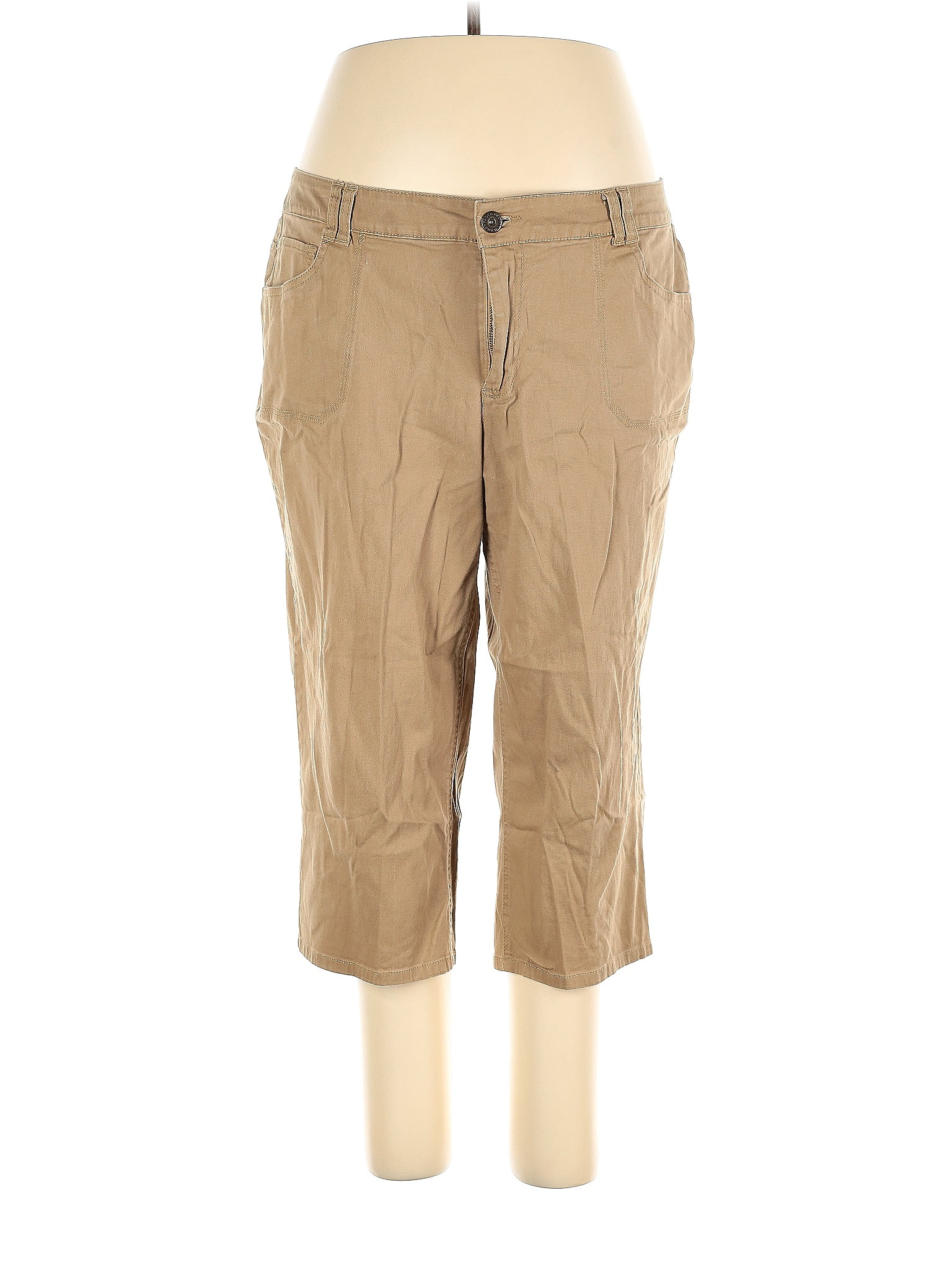 Faded Glory Solid Brown Tan Khakis Size 18 (Plus) - 56% off | thredUP