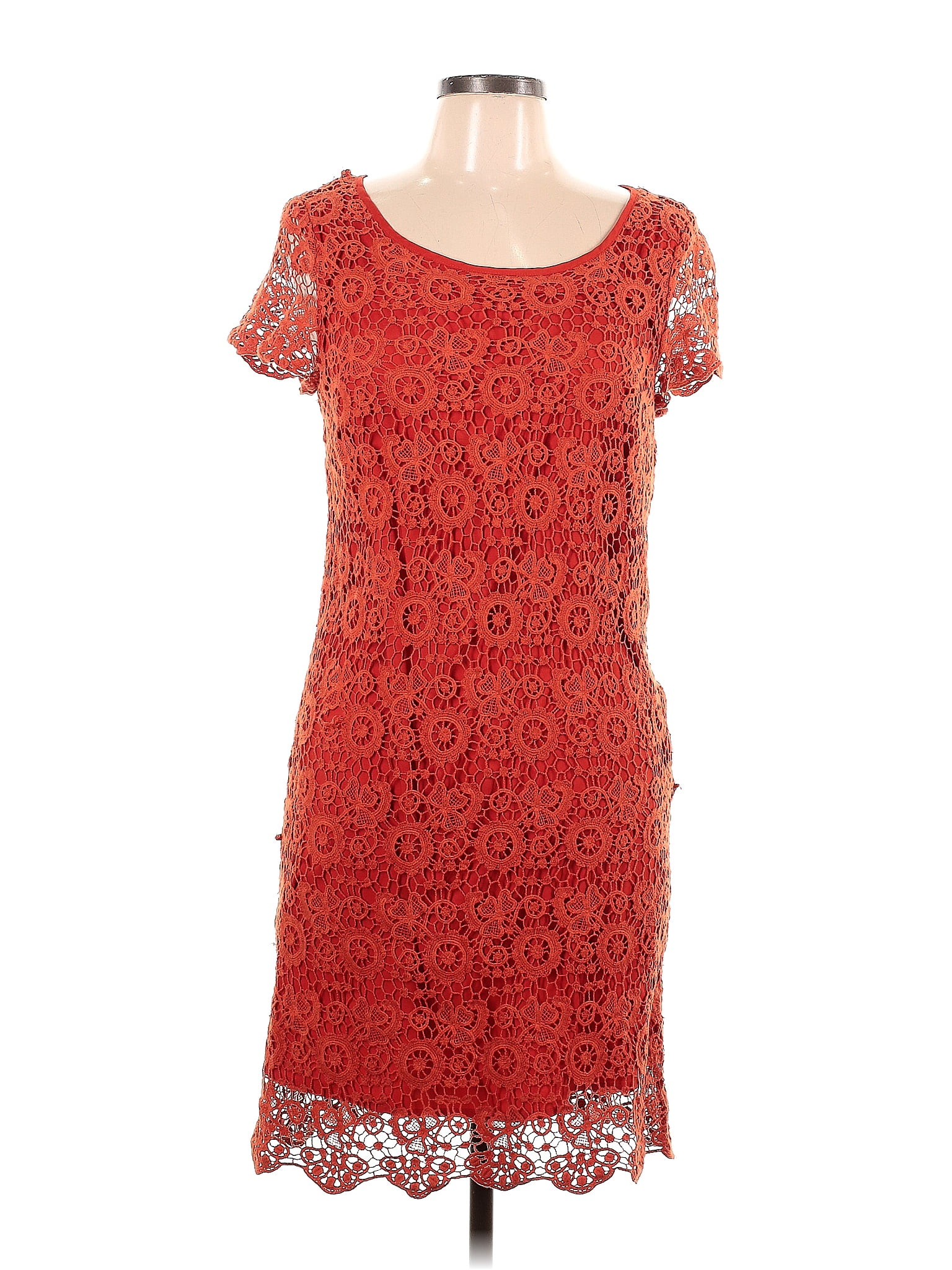 Moulinette Soeurs 100 Cotton Solid Burnt Orange Red Casual Dress Size