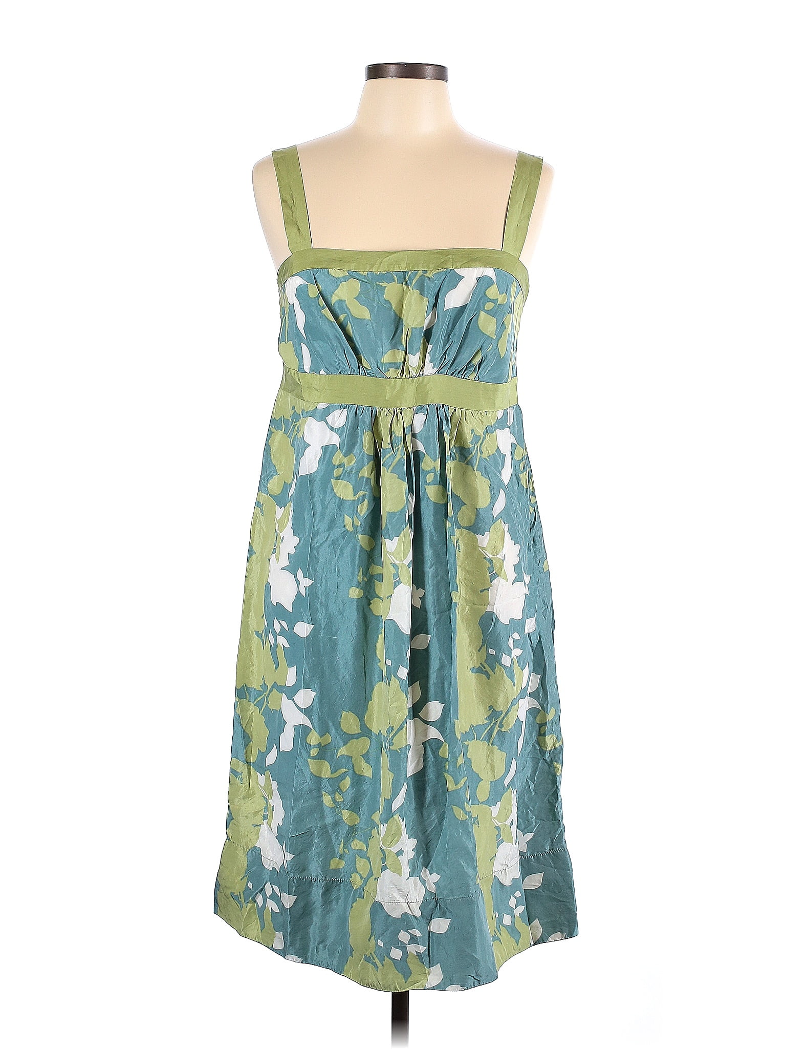 Max and Cleo 100% Silk Floral Green Casual Dress Size 12 - 73% off ...