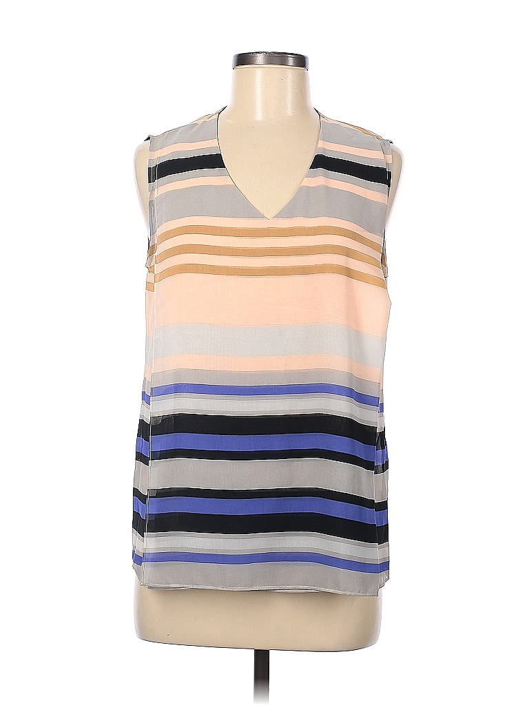 CAbi 100% Polyester Color Block Stripes Multi Color Tan Sleeveless ...