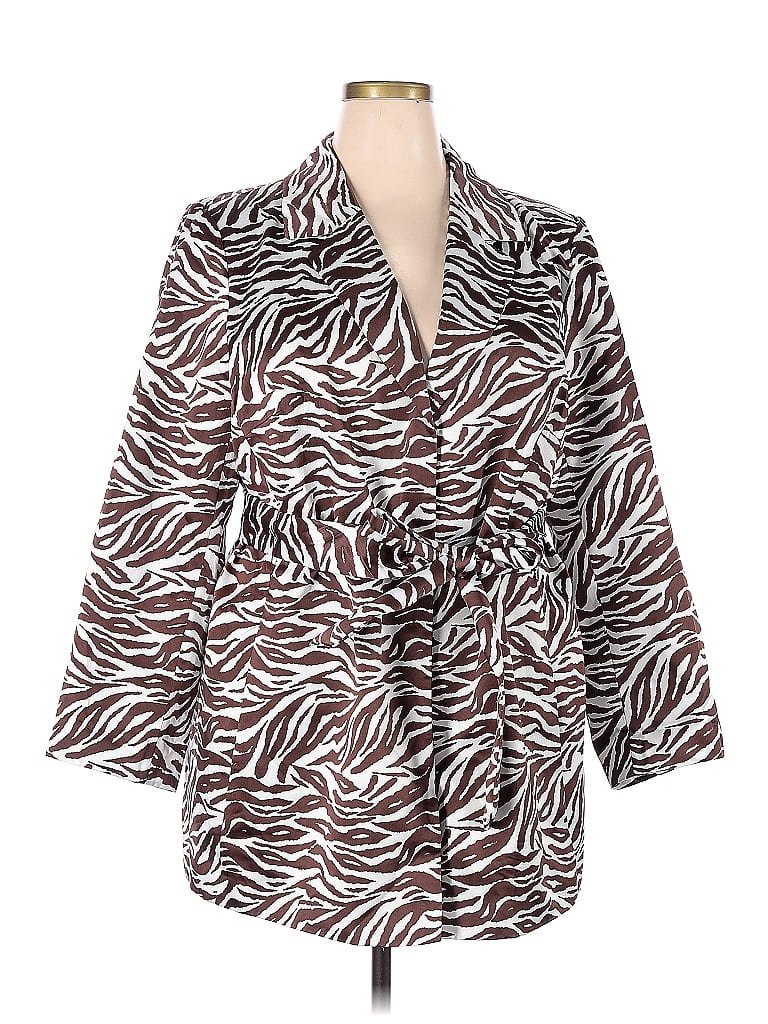 DANILLO 100% Polyester Zebra Print Animal Print Brown Blazer Size 18 (Plus) - photo 1