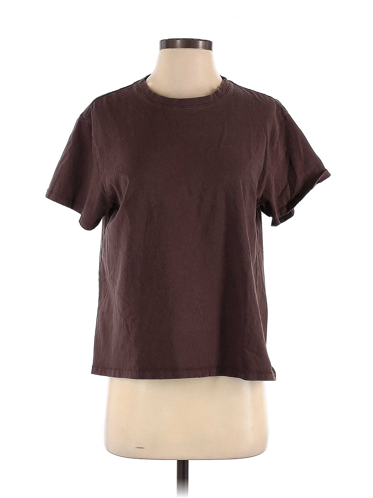 Assorted Brands 100% Cotton Solid Brown Short Sleeve T-Shirt Size S ...