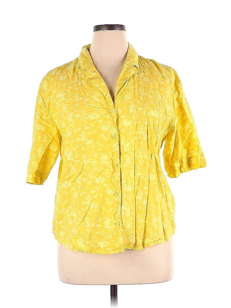 Treasure & Bond Yellow Short Sleeve Button-Down Shirt Size XL - photo 1