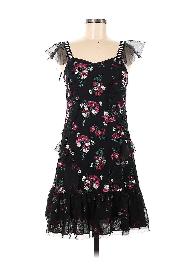 Libby Edelman 100% Polyester Floral Motif Black Casual Dress Size XS - photo 1