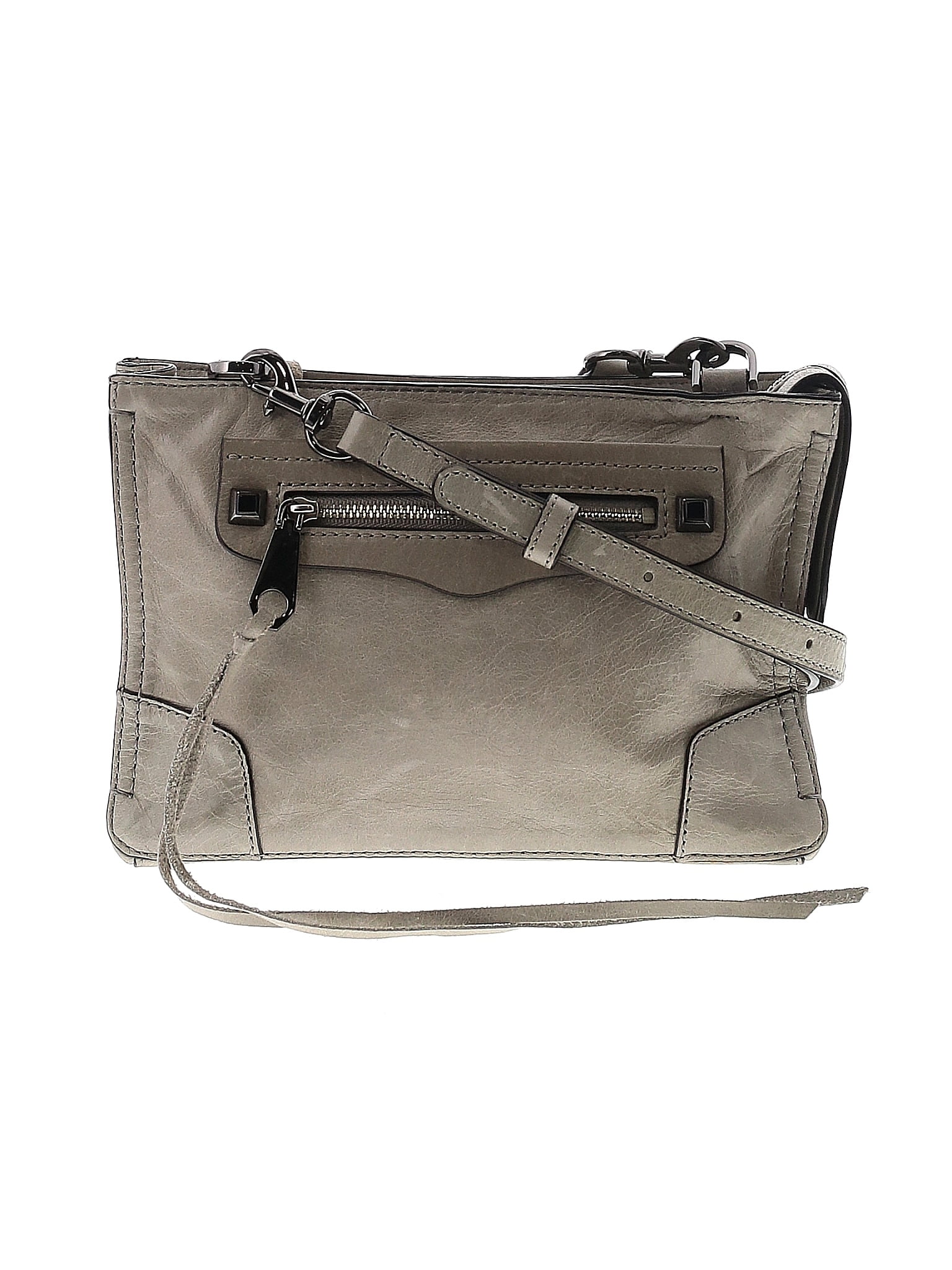 Rebecca Minkoff 100% Leather Solid Gray Leather Crossbody Bag One Size ...