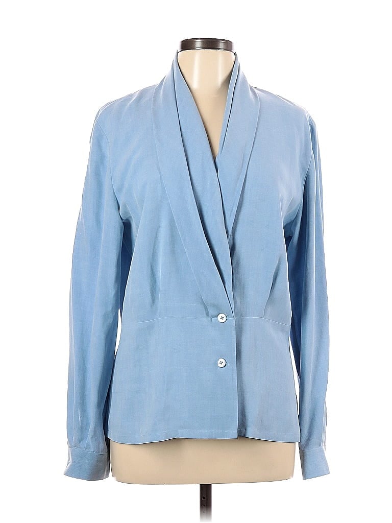 Dana Buchman 100 Silk Solid Blue Silk Blazer Size 12 69 Off Thredup 6398