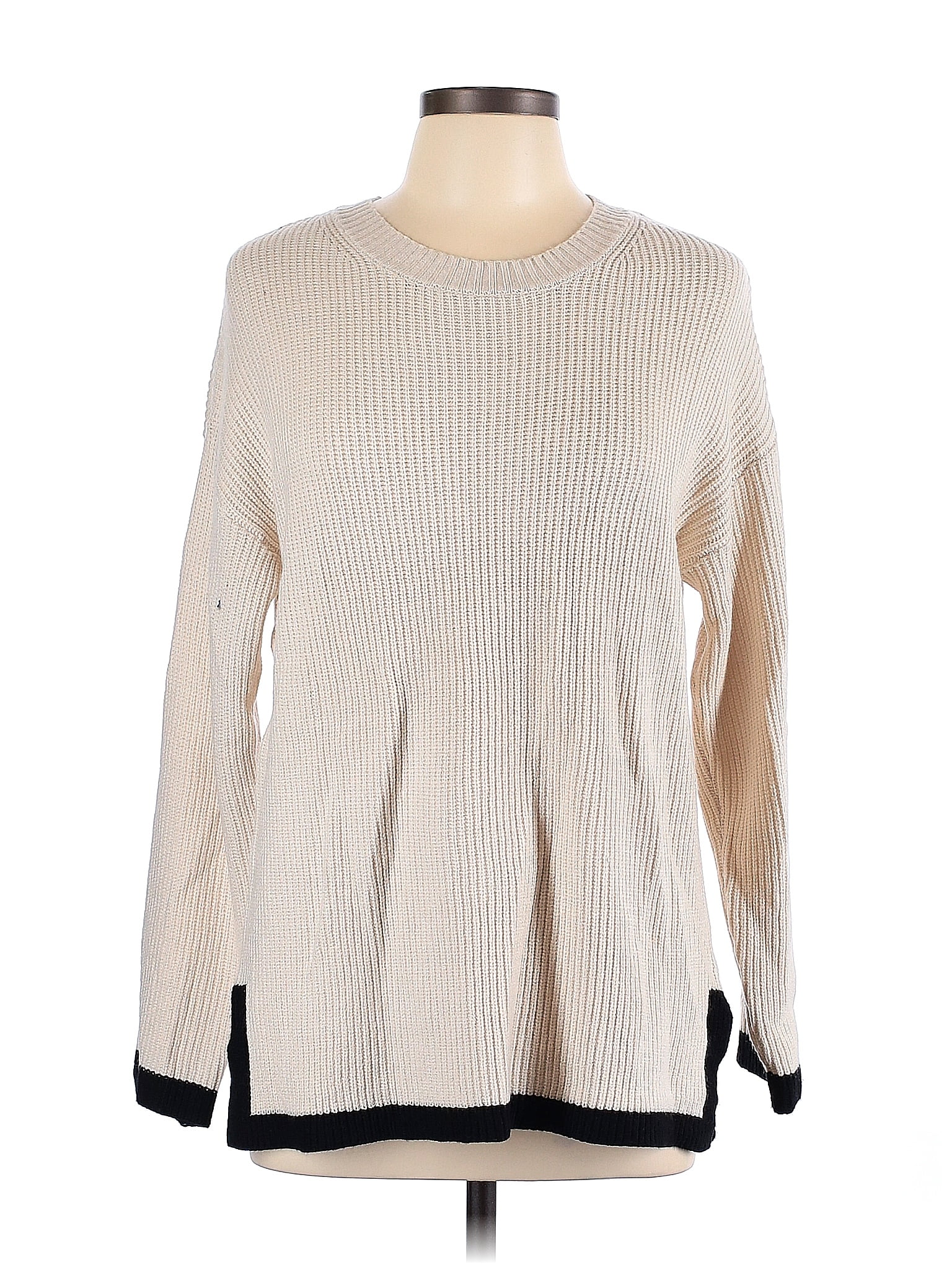 TRUTH BY REPUBLIC Color Block Solid Ivory Pullover Sweater Size L - 70% ...