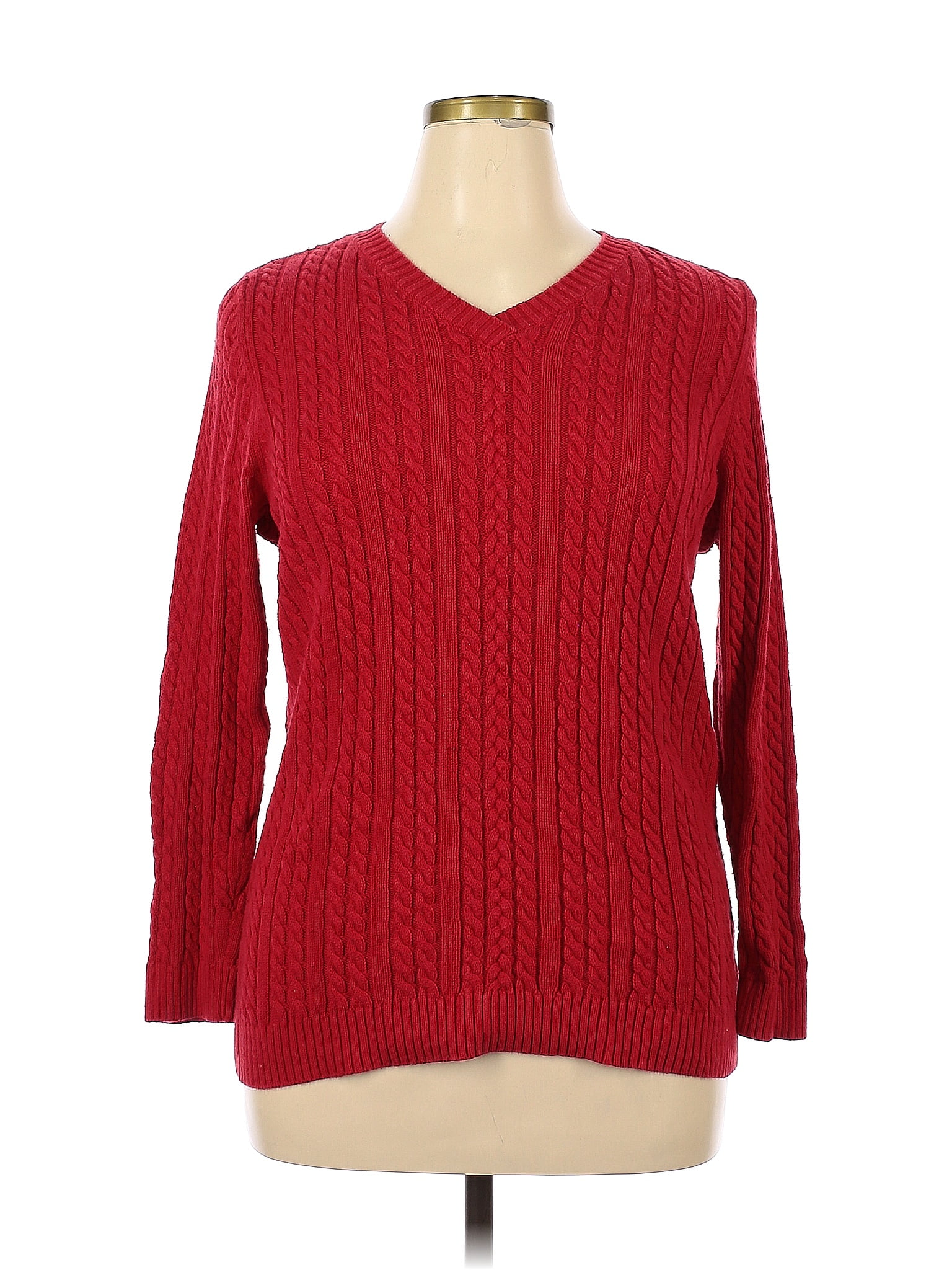 Croft & Barrow 100% Cotton Color Block Red Pullover Sweater Size 1X ...